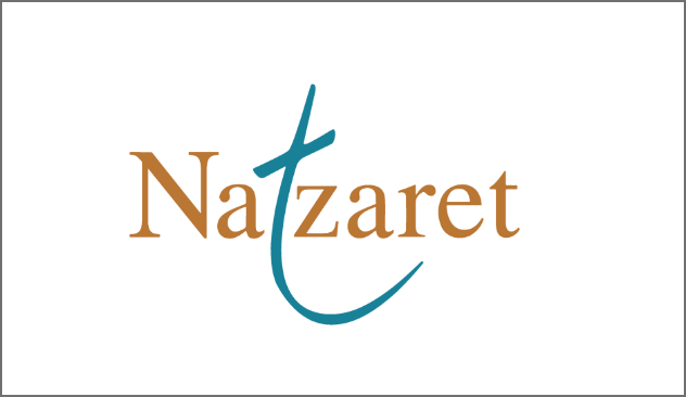 Logo letras Natzaret en naranja con la letra t en color azul turquesa