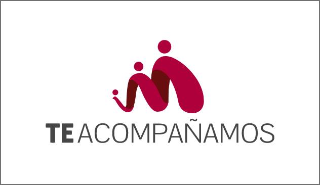 Logotipo de Te Acompañamos en color rojo purpúreo